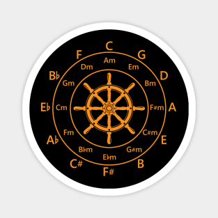 Circle of Fifths Ship Steering Wheel Orange Magnet
